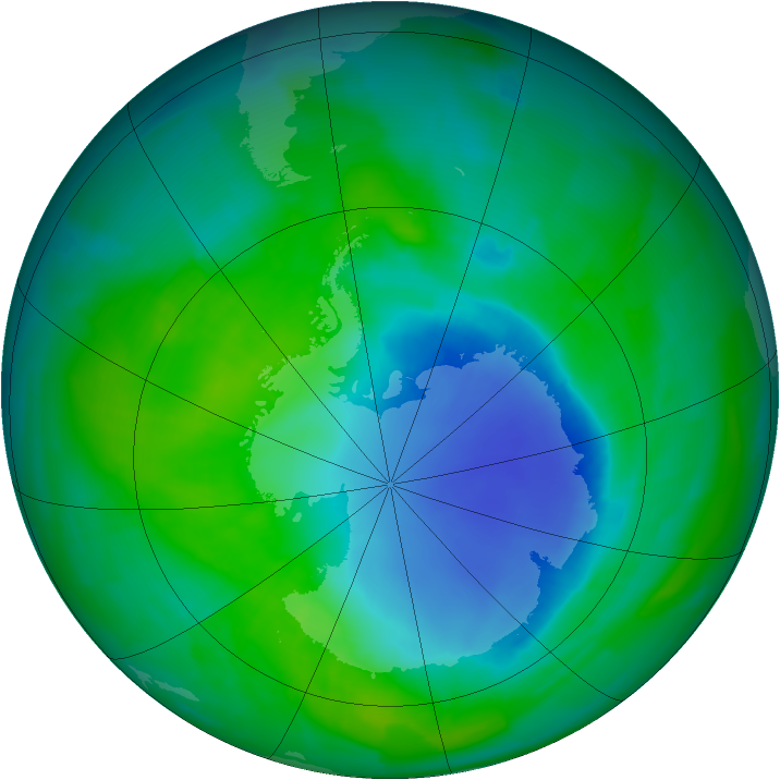Antarctic ozone map for 11 December 2011